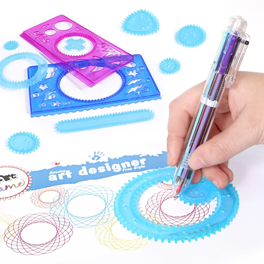 Desing Ruler Multi functional Geometric Ruler Painting Multi function Stationery