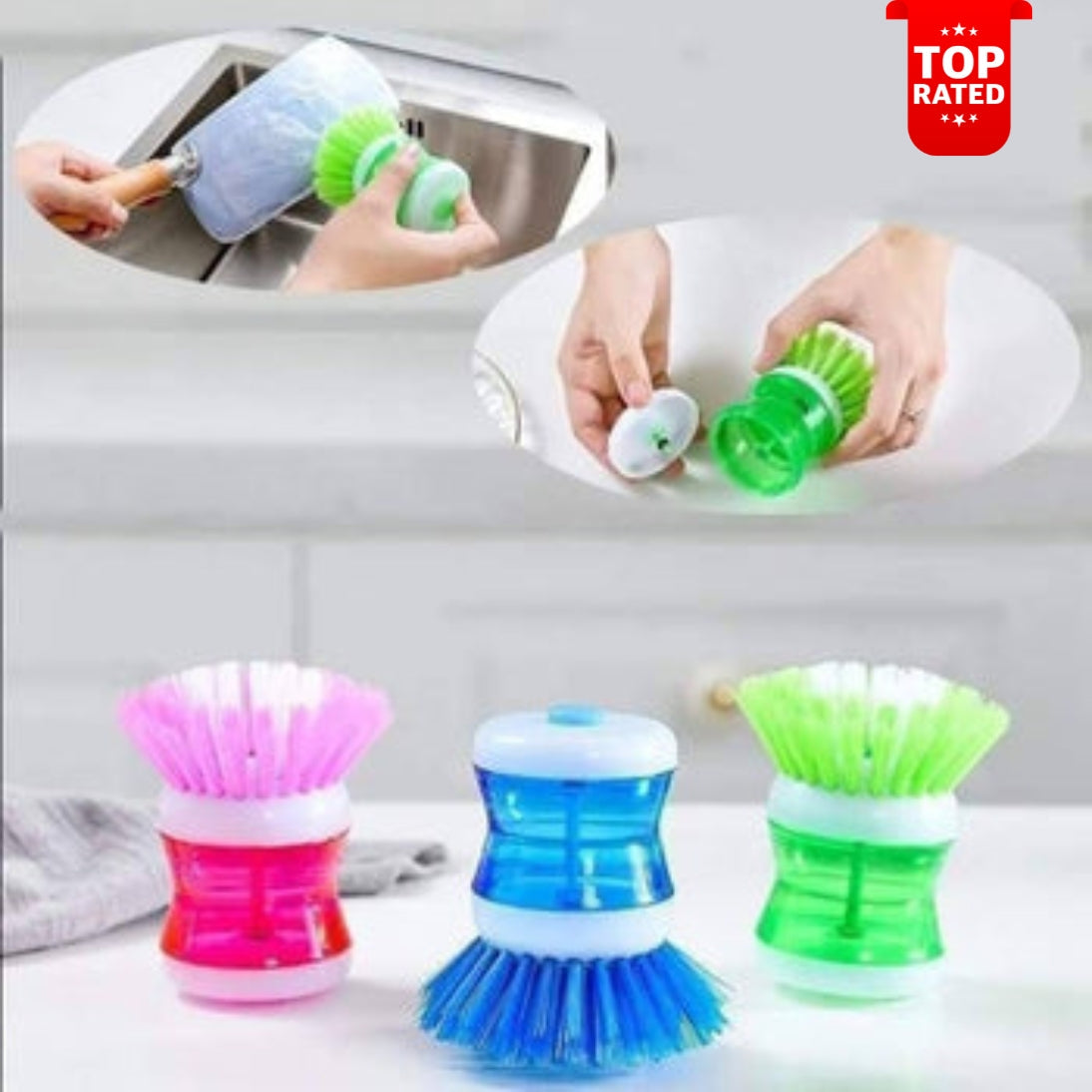 Self Dispensing Cleaning Brush Dish Brush Liquid Soap Plastic Dish Cleaning Brush Home Cleaning Laundry Products Kitchenwar